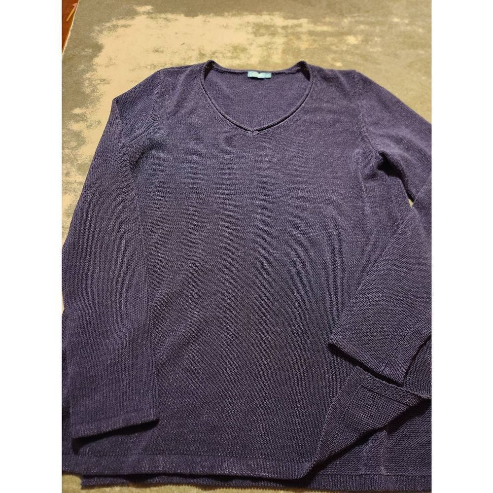 J. McLaughlin blue v neck knit sweater sz Large